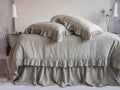 Linen Duvet Cover Frilled French Vintage Stone Washed 100% Flax Super Soft Antibacterial Natural